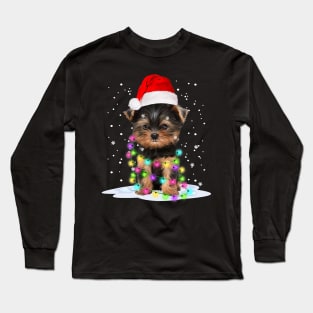 Yorkshire Terrier Dog Light Christmas Long Sleeve T-Shirt